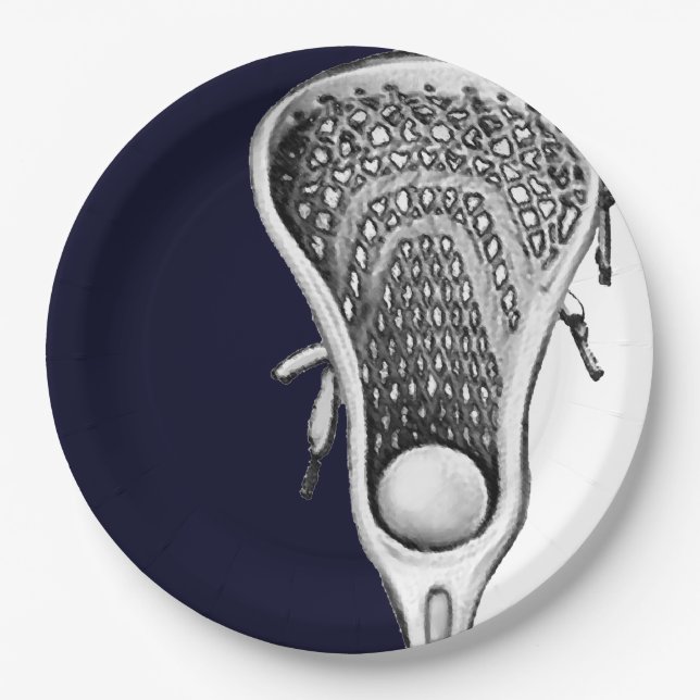 Lacrosse Team Navy Blue Paper Plates (Front)