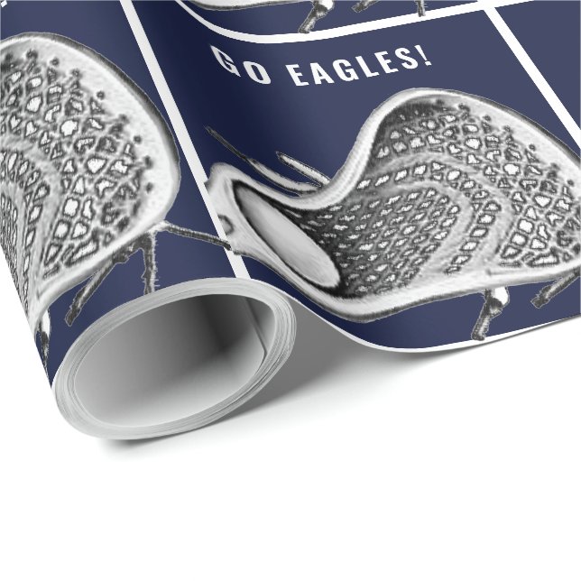 Lacrosse Team Navy Blue Wrapping Paper (Roll Corner)
