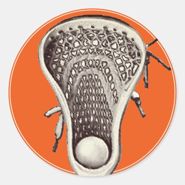 Lacrosse Team Orange Classic Round Sticker (Front)