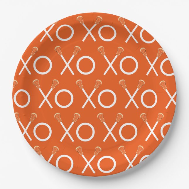 Lacrosse Team Orange Paper Plates (Front)