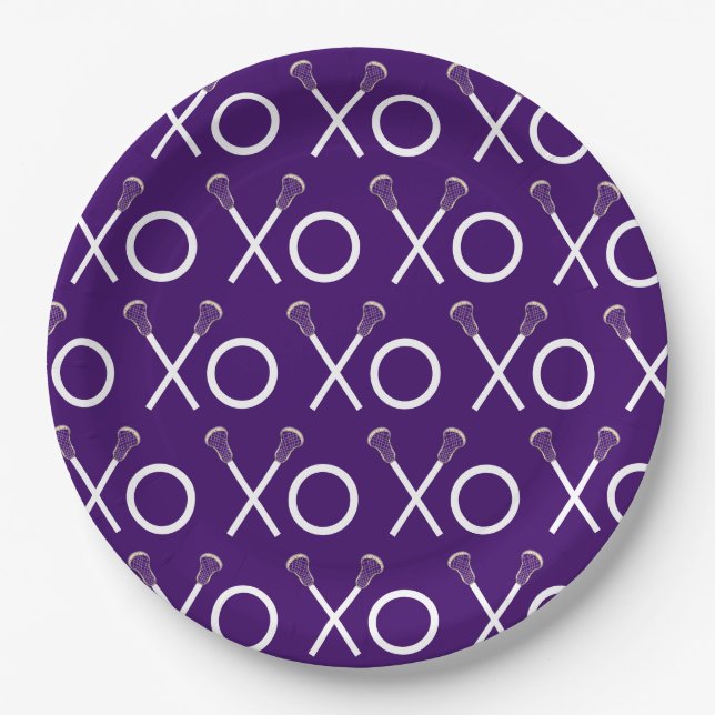 Lacrosse Team Purple Paper Plates (Front)