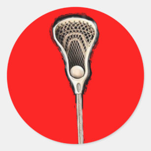 Lacrosse Team Red Classic Round Sticker