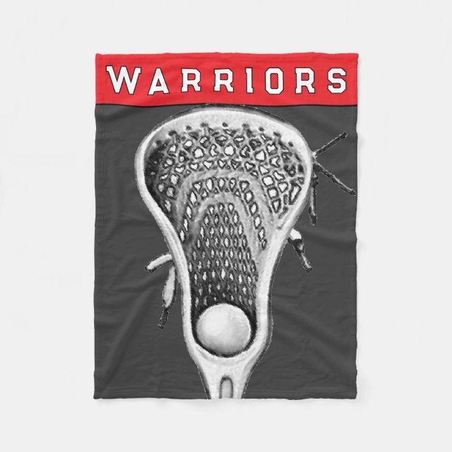 Lacrosse Team Red Fleece Blanket (Front)