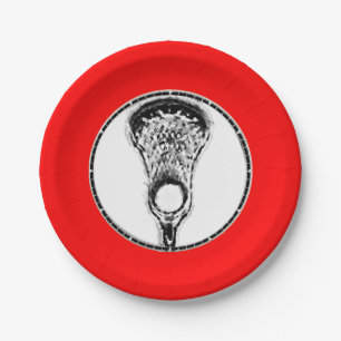 Lacrosse Team Red Party Paper Plates