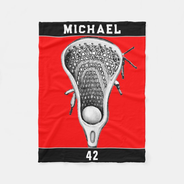 Lacrosse Team Red Sports Fleece Blanket (Front)