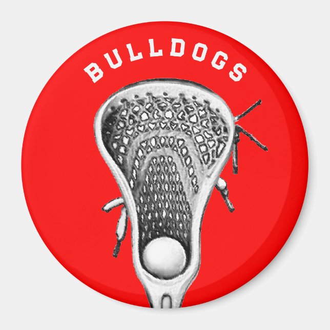 Lacrosse Team Red Sports Gift Magnet (Front)