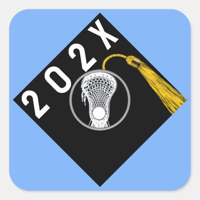 Lacrosse Team Senior Night Light Blue Square Sticker (Front)