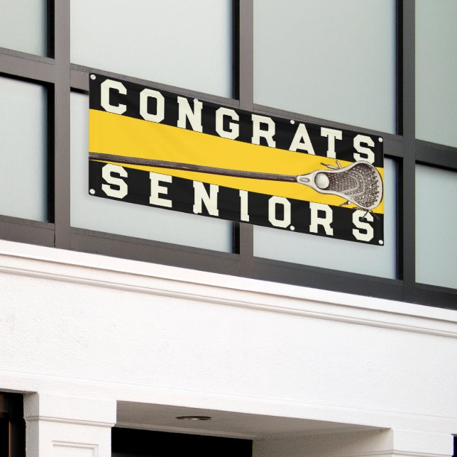 Lacrosse Team Seniors Congrats Banner (Outside Building)
