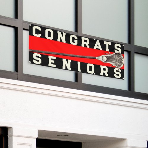 Lacrosse Team Seniors Red Congrats Banner