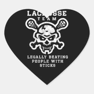 Lacrosse Team Skull Legally Beating Gift Heart Sticker