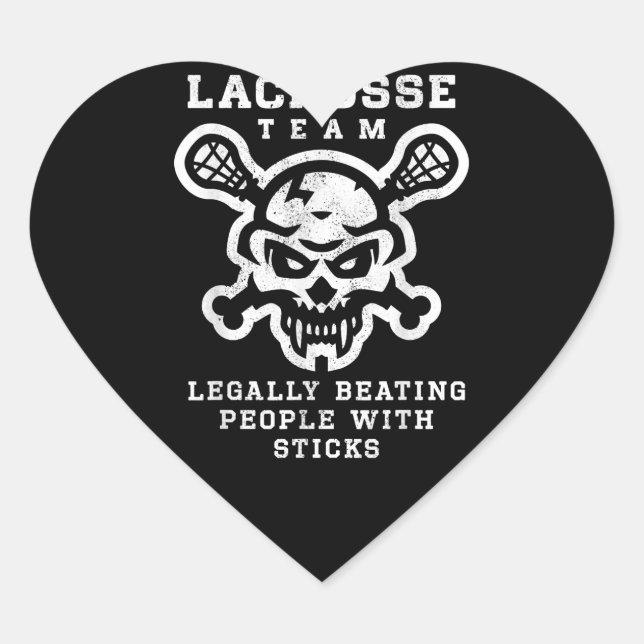 Lacrosse Team Skull Legally Beating Gift Heart Sticker (Front)
