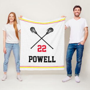 lacrosse team spirit player number school colors fleece blanket