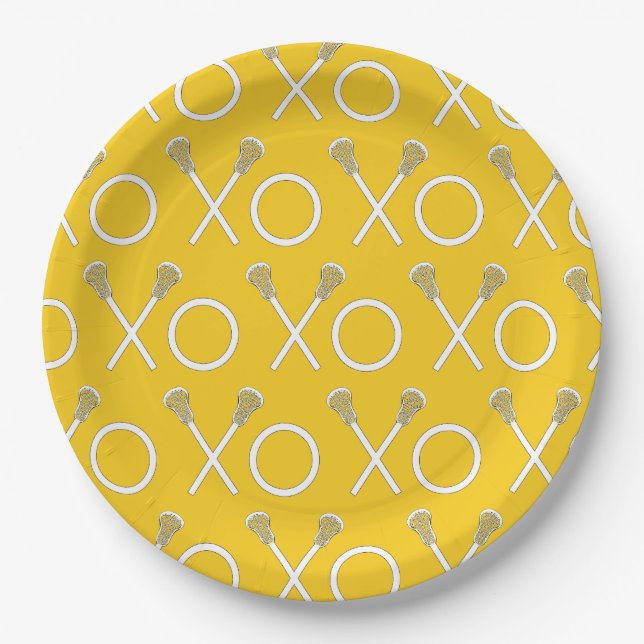 Lacrosse Team Yellow Paper Plates (Front)