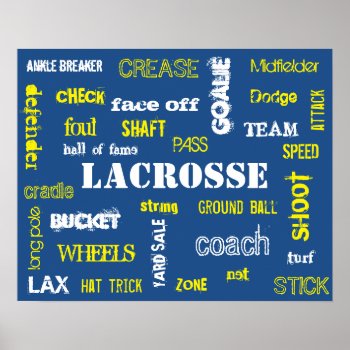 Lacrosse Terminology Poster! Poster by Sidelinedesigns at Zazzle