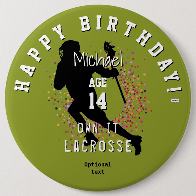LaCrosse Theme Birthday Button HAMbyWG  (Front)