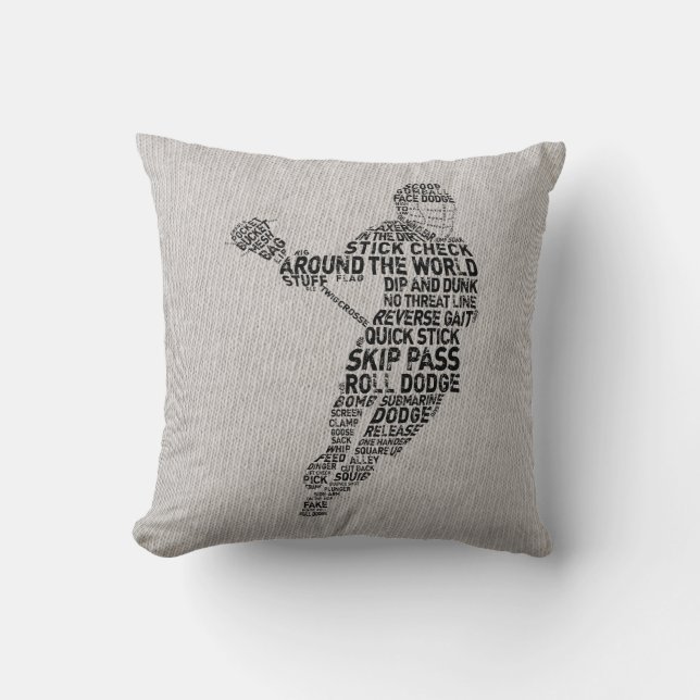 Lacrosse Typography Design Customizable Pillow (Front)