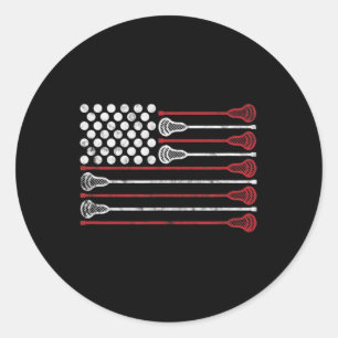 Lacrosse USA Flag Lax Classic Round Sticker