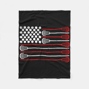 Lacrosse Usa Flag Lax  Fleece Blanket
