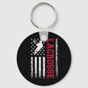 Lacrosse Usa Flag Lax Shirt Men Women Boys Girls Keychain