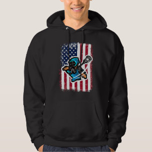 Lacrosse Vintage American Flag Helmet And Sticks Hoodie