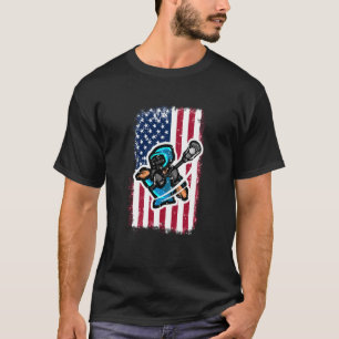 Lacrosse Vintage American Flag Helmet And Sticks T-Shirt