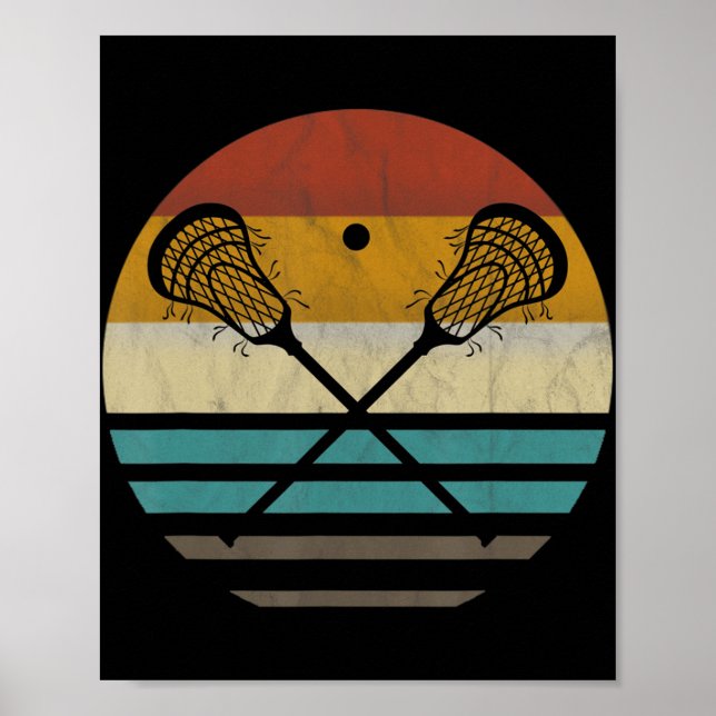 Lacrosse Vintage Retro Lacrosse Stick Sun Gift Poster (Front)