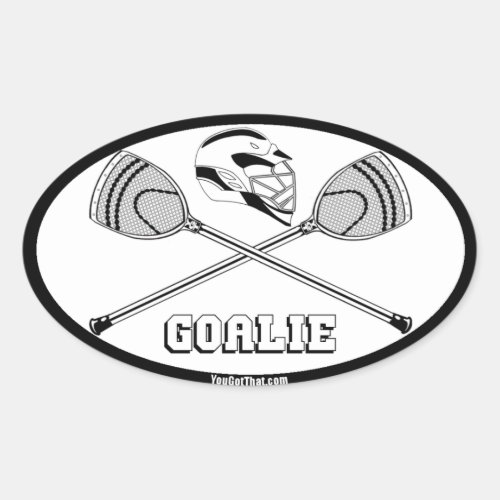 Lacrosse white goalie sticks with GOALIE Oval Sticker