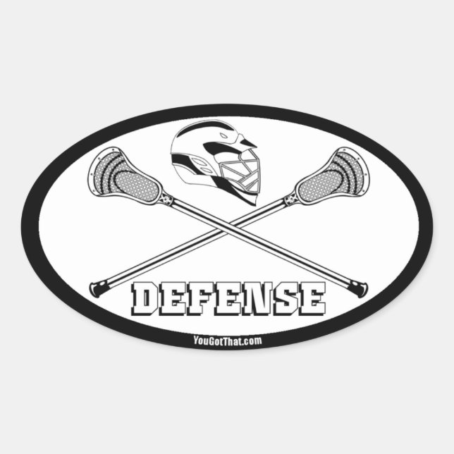 lacrosse white sticks defense oval sticker (Front)