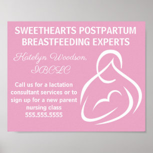 Lactation Consultant Breastfeeding Classes Pink Poster