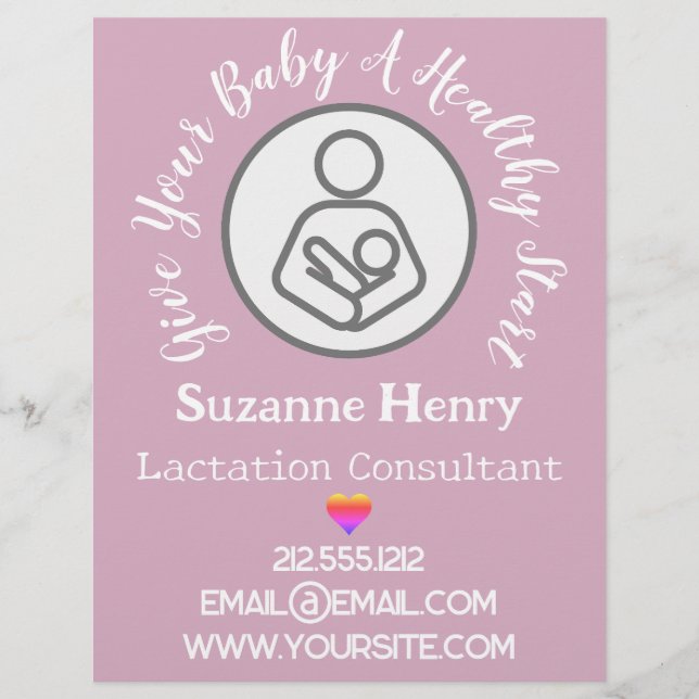 Lactation Consultant Breastfeeding Rainbow Pink Flyer (Front)