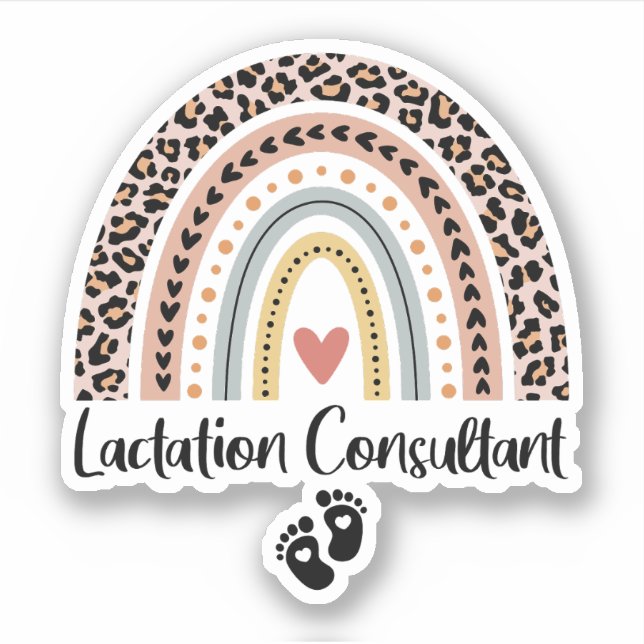 Lactation Consultant Leopard Rainbow Breastfeeding Sticker (Front)