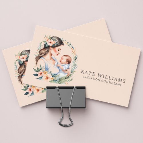 Lactation Consultant Monogram Watercolor Business Card