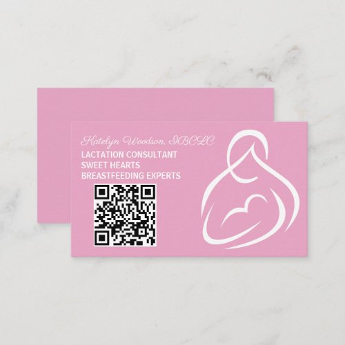 Lactation Consultant QR Code Pink Breastfeeding Business Card