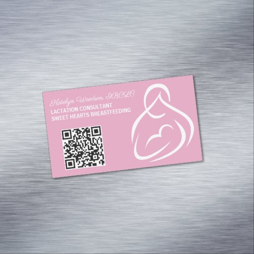 Lactation Consultant QR Code Pink Breastfeeding  Business Card Magnet