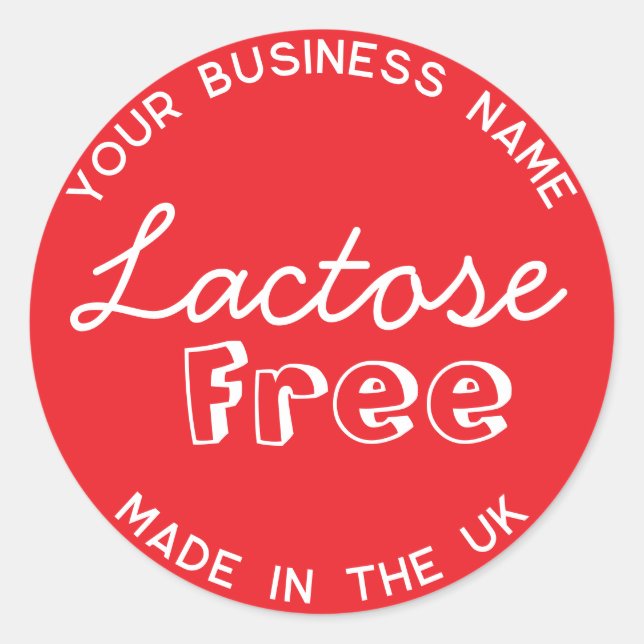 Lactose Free Lactose Allergy Packaging Label (Front)