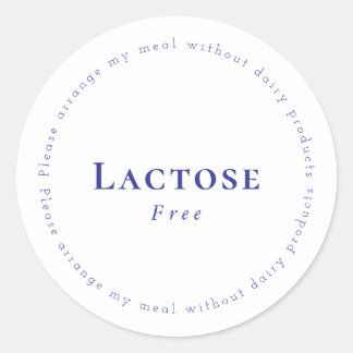 Lactose-Free Request Sticker, White - Navy Classic Round Sticker