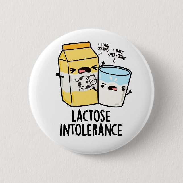 Lactose Intolerance Funny Milk Pun  Button (Front)