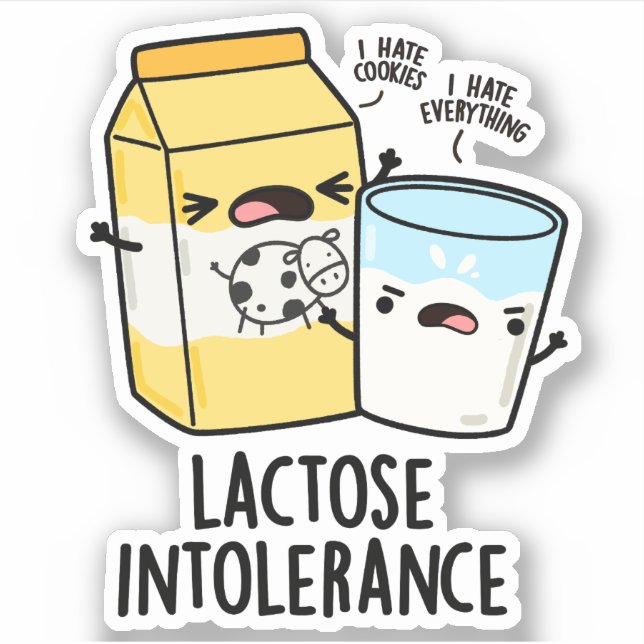 Lactose Intolerance Funny Milk Pun  Sticker (Front)