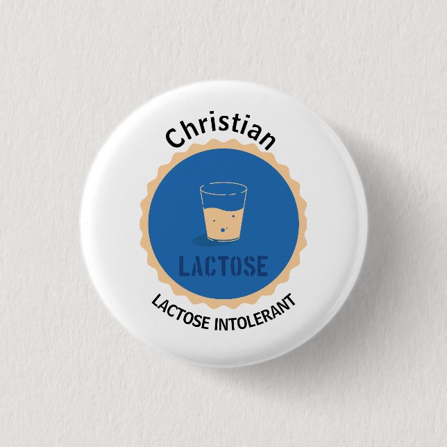 Lactose Intolerant Alert Editable Name Button (Front)