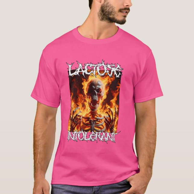 Lactose Intolerant Funny Cringe Hard Skeleton Meme T-Shirt (Front)