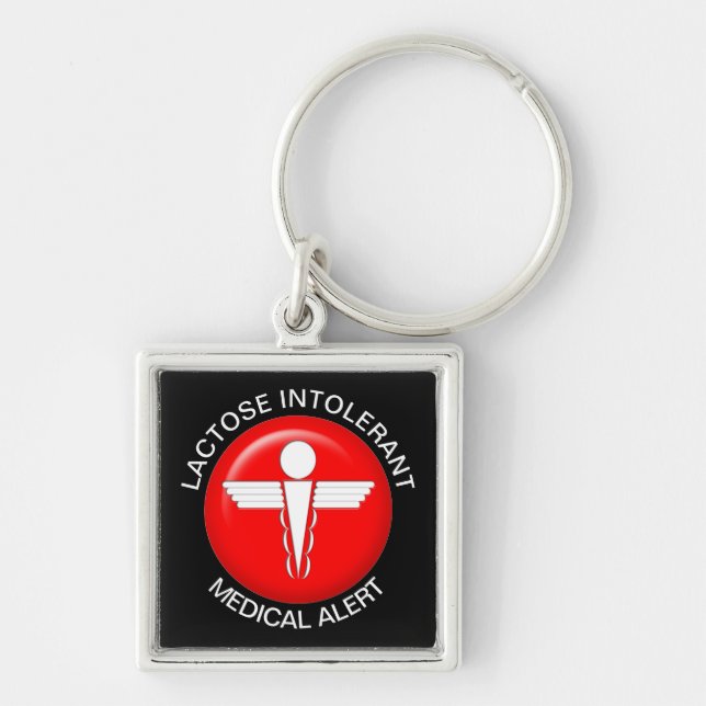 Lactose intolerant medical alert keychain (Front)
