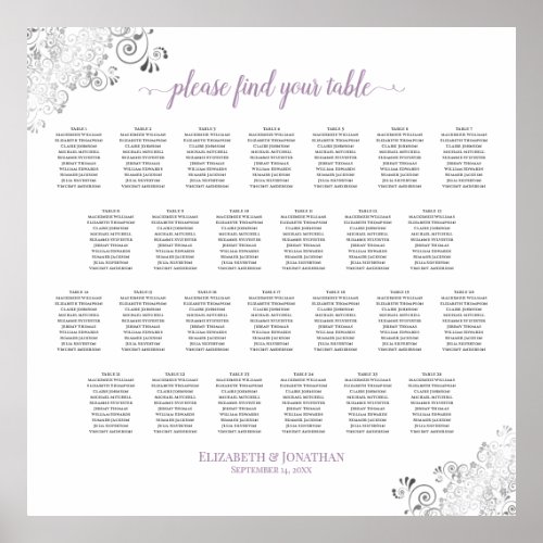 Lacy 26 Table Wedding Seating Chart White Lavender