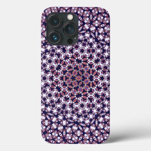Lacy abstract floral violet blue morph geometrn iPhone 13 pro case
