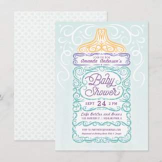 Lacy Baby Bottle Gender Neutral Shower Invitation