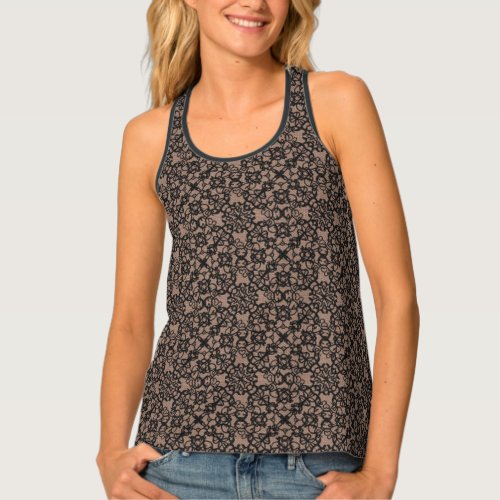 Lacy  Black on Neutral Pinky Brown Own Back Text Tank Top