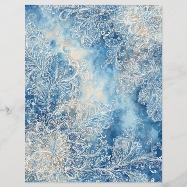 Lacy Blue Scrapbooking Paper (Front)