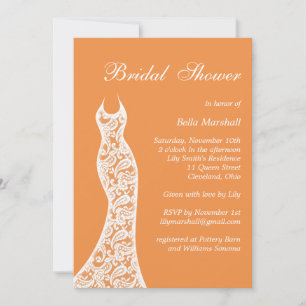Lacy Bridal Shower Invitation in Orange