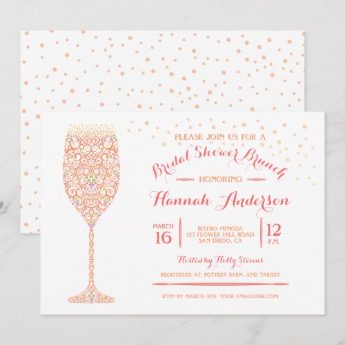 Lacy Champagne Bridal Shower Brunch Invitation 5" X 7" Invitation Card