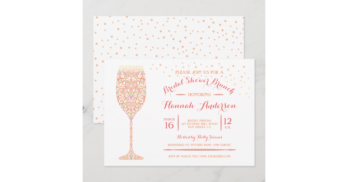 Lacy Champagne Bridal Shower Brunch Invitation Zazzle