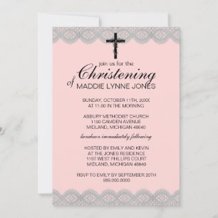 Lacy Christening, Baptism or Dedication Invitation